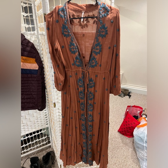Free People Midi Folk Dress Size Medium - Picture 1 of 5
